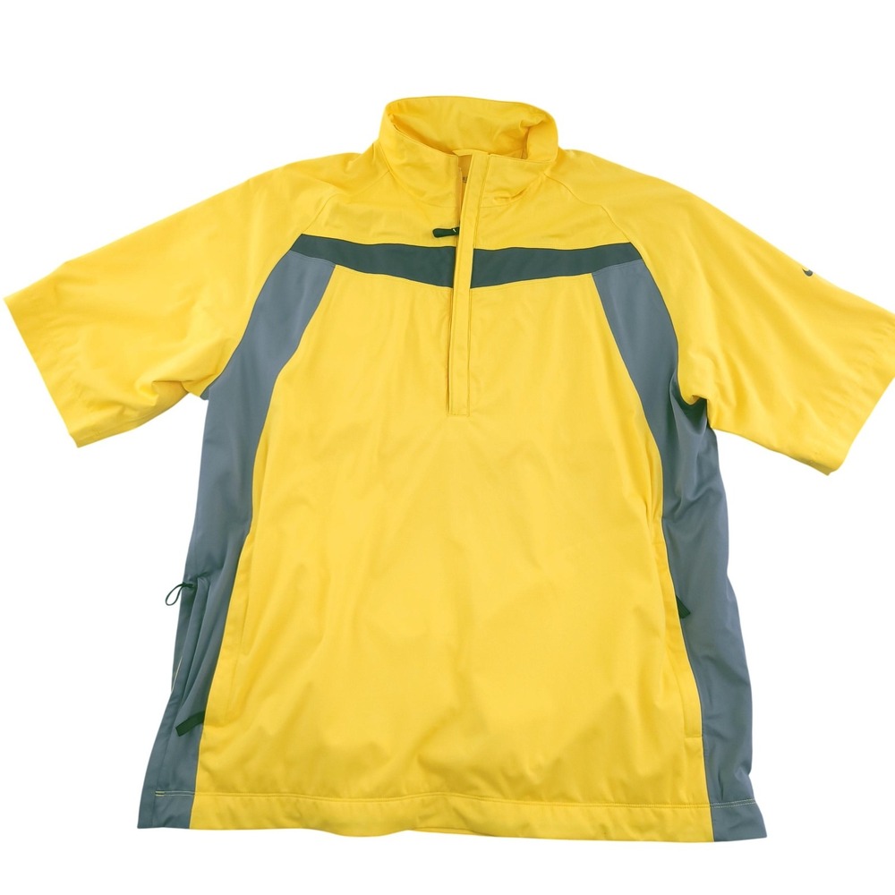 Nike Golf FITSTORM Jacket Mens XL Yellow Short Sleeve 1/4 Zip Windbreaker Golf